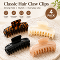 Classic Hair Claw Clips – 4 Pack | Strong Hold, Timeless Style for Everyday Looks