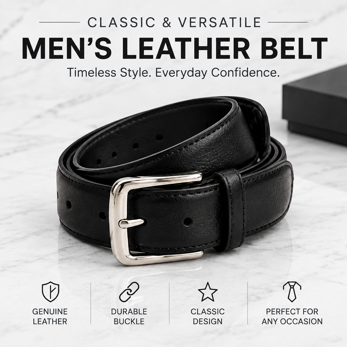 Men’s Genuine Leather Belt Classic Style. Everyday Confidence.