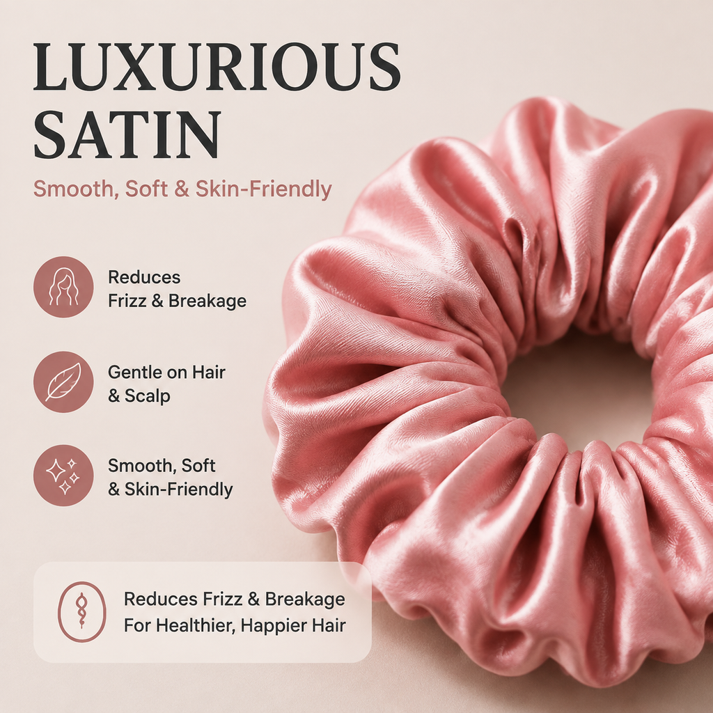Satin Hair Scrunchies – 4 Pack