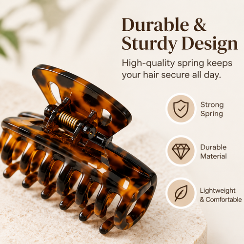 Classic Hair Claw Clips – 4 Pack | Strong Hold, Timeless Style for Everyday Looks