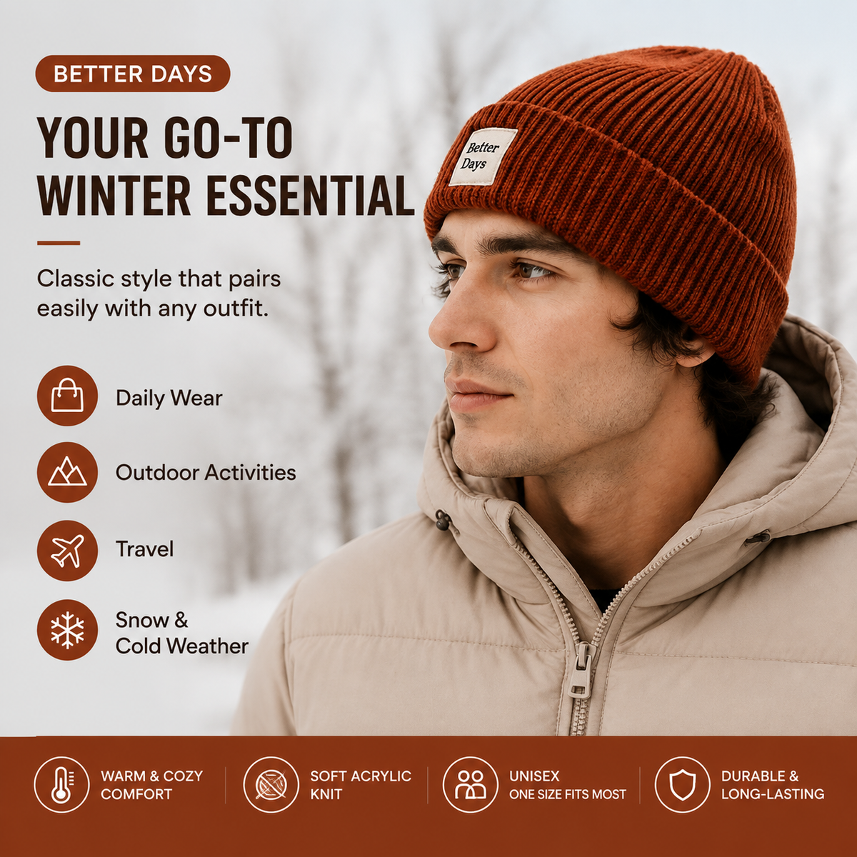 Ribbed Knit Beanie Hat — Soft Warmth for Everyday Winter Adventures