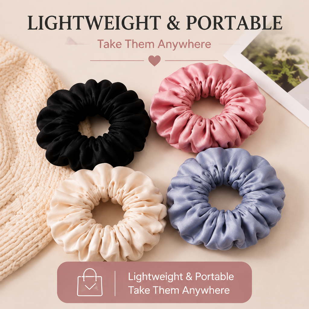 Satin Hair Scrunchies – 4 Pack